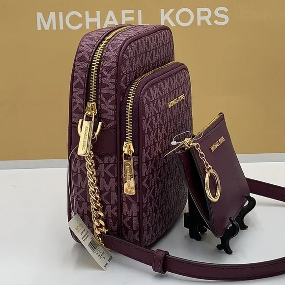 MICHAEL KORS Jet Set Travel Medium Logo Crossbody Bag & Small Coinpouch ID card - Picture 7 of 16